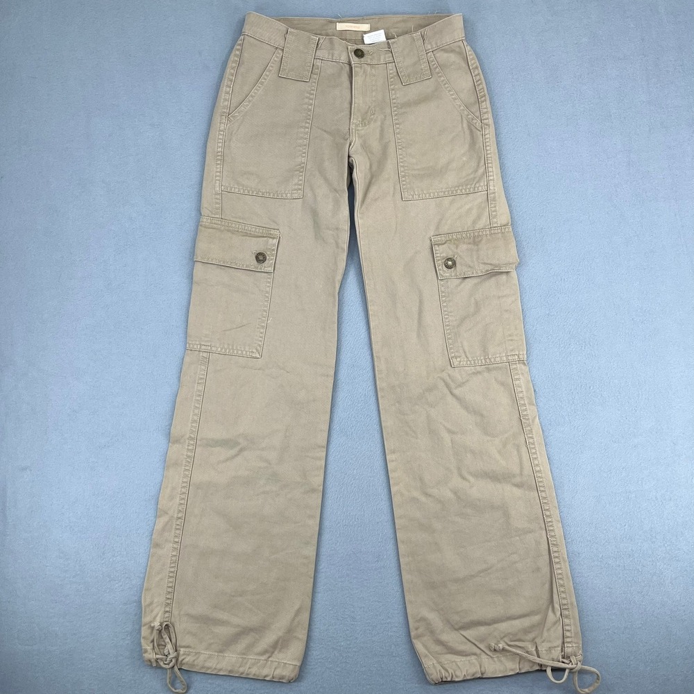 Forever 21 Womens XS Khaki Tan Cotton Wide Leg Cargo Utility Pants Vtg Y2K‎ USA